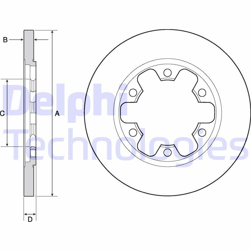 DELPHI 308x18mm, 6, solid, Coated, Untreated Ø: 308mm, Num. of holes: 6, Brake Disc Thickness: 18mm Brake rotor BG4680C buy