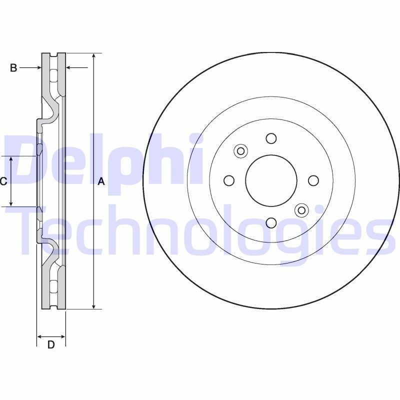 DELPHI 323x28mm, 4, Vented, Coated, Untreated Ø: 323mm, Num. of holes: 4, Brake Disc Thickness: 28mm Brake rotor BG4689C buy