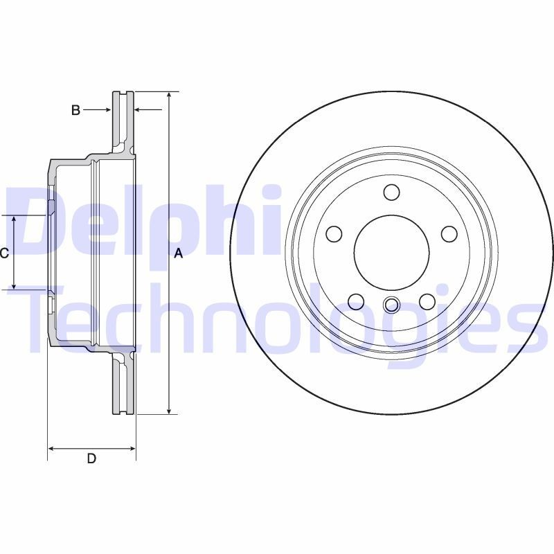 DELPHI BG4695C Brake disc 320x20mm, 5, Vented, Coated, High-carbon