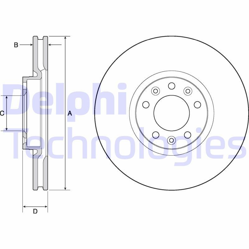 DELPHI 304x28mm, 5, Vented, Coated, Untreated Ø: 304mm, Num. of holes: 5, Brake Disc Thickness: 28mm Brake rotor BG4696C buy