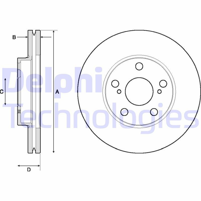 DELPHI 277x26mm, 5, Vented, Coated, Untreated Ø: 277mm, Num. of holes: 5, Brake Disc Thickness: 26mm Brake rotor BG4711C buy