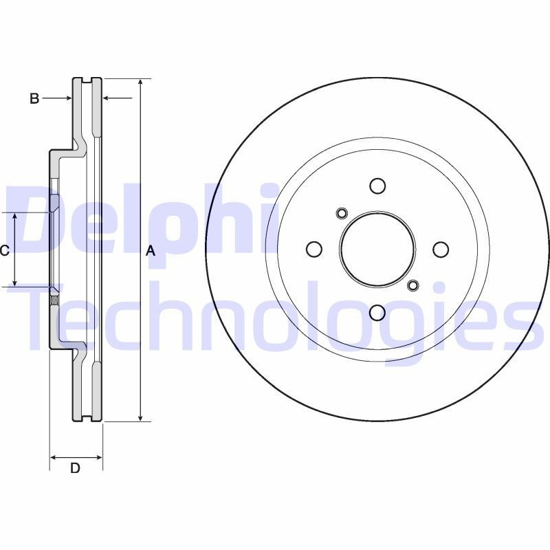 DELPHI 272x22mm, 4, Vented, Coated, Untreated Ø: 272mm, Num. of holes: 4, Brake Disc Thickness: 22mm Brake rotor BG4750C buy