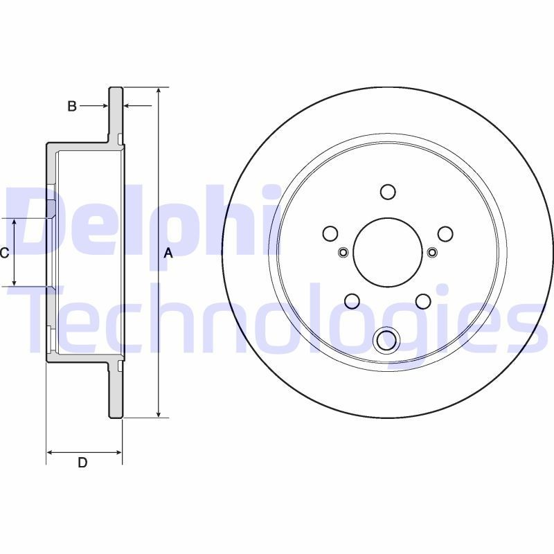 DELPHI 274x10mm, 5, solid, Coated, Untreated Ø: 274mm, Num. of holes: 5, Brake Disc Thickness: 10mm Brake rotor BG4776C buy