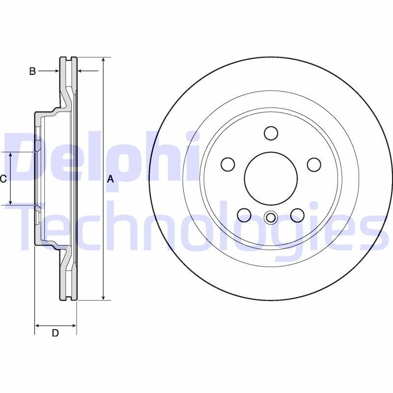 DELPHI 300x20mm, 5, Vented, Coated, Untreated Ø: 300mm, Num. of holes: 5, Brake Disc Thickness: 20mm Brake rotor BG4778C buy