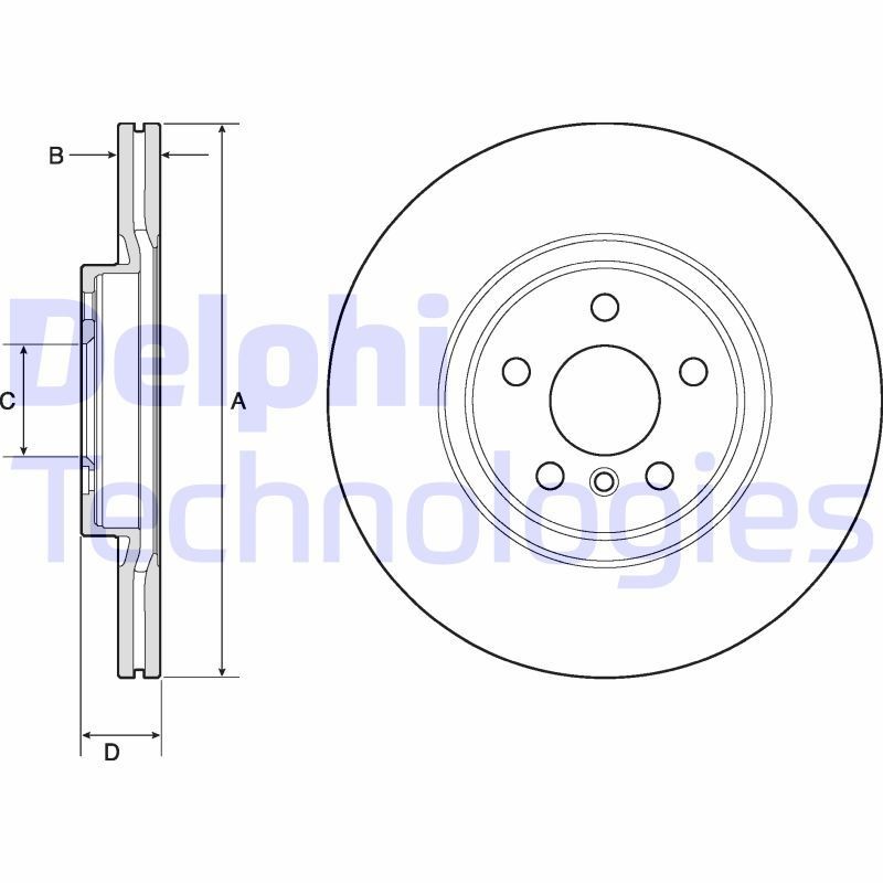 DELPHI BG4780C Brake disc 330x24,2mm, 5, Vented, Coated, Untreated