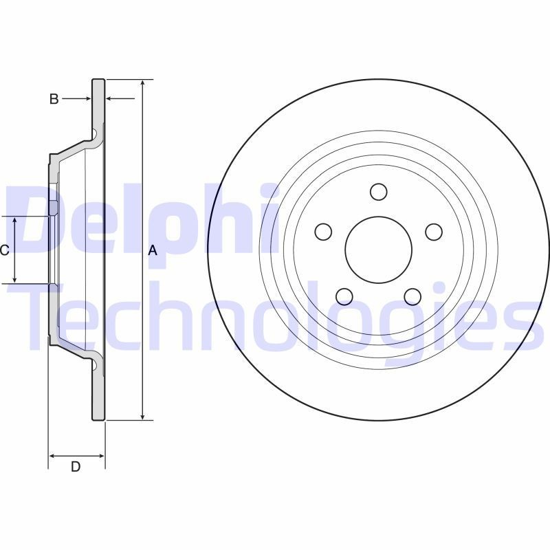 DELPHI BG4782C Brake disc 316x11mm, 5, solid, Coated, Untreated