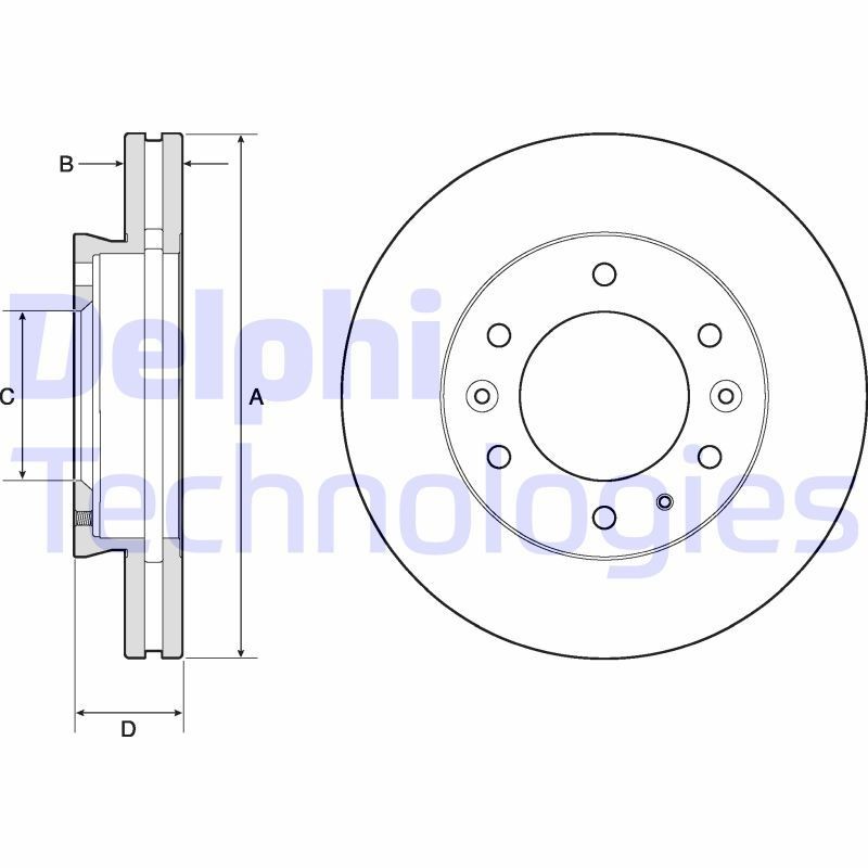 DELPHI 302x32mm, 6, Vented, Coated, Untreated Ø: 302mm, Num. of holes: 6, Brake Disc Thickness: 32mm Brake rotor BG9140C buy