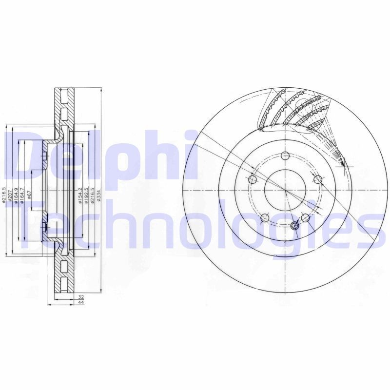 Wheel hub assembly DELPHI without RPM sensor, without wheel studs, without integrated wheel bearing, without ABS sensor ring, 75 mm - BK569