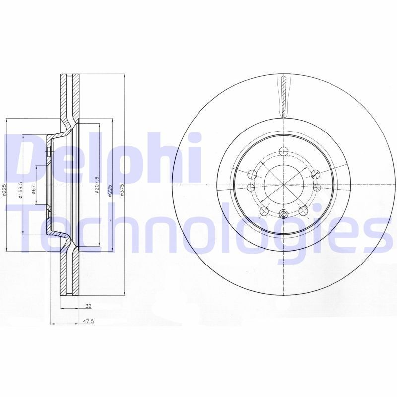 Wheel hub DELPHI without RPM sensor, without wheel studs, without integrated wheel bearing, without ABS sensor ring, 90 mm - BK572