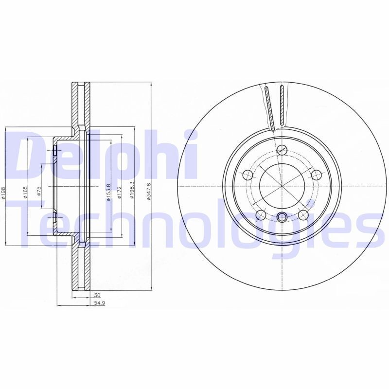 Wheel hub assembly DELPHI without RPM sensor, without integrated wheel bearing, without ABS sensor ring, 130 mm - BK581