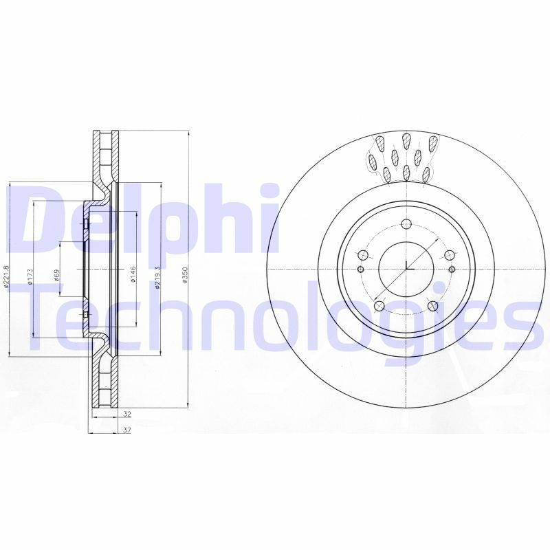 Wheel hub assembly DELPHI without RPM sensor, without wheel studs, without integrated wheel bearing, without ABS sensor ring, 80 mm - BK629