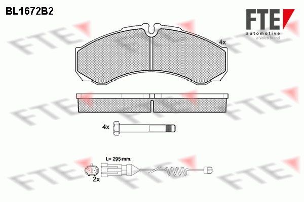 29121 FTE incl. wear warning contact Height: 66,4mm, Width: 164,6mm, Thickness: 20mm Brake pads BL1672B2 buy