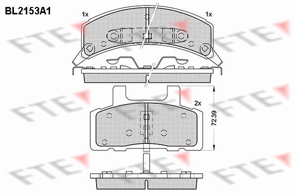 25371 FTE incl. wear warning contact, Axle Vers.: Front Height 2: 59,98mm, Height: 72,39mm, Thickness 2: 15,7mm, Thickness: 17mm Brake pads BL2153A1 buy