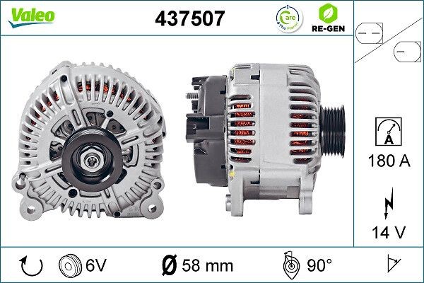 VALEO REMANUFACTURED PREMIUM 437507 Generaator 14V, 180A
