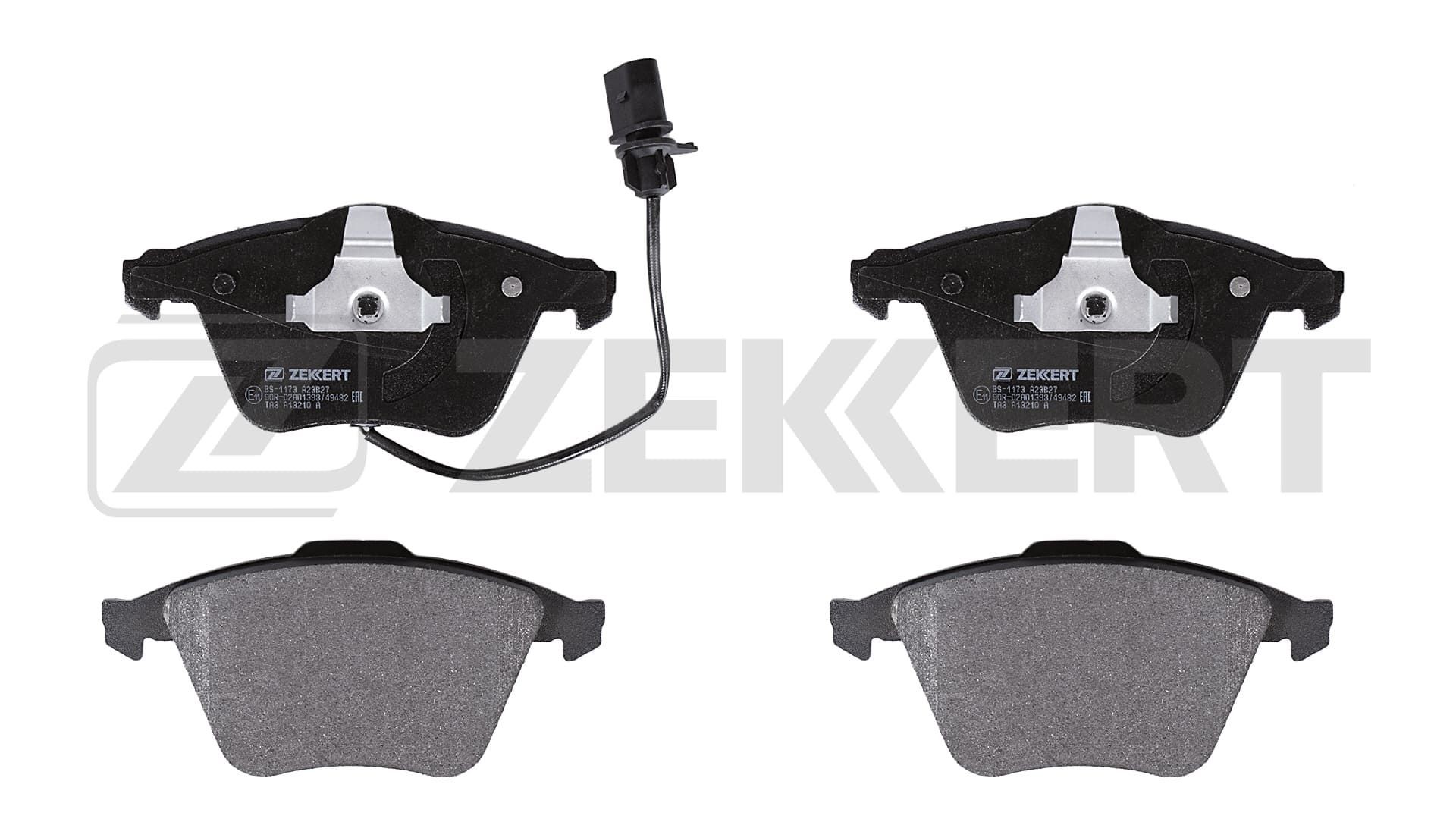 Brake pads ZEKKERT Front Axle, with integrated wear sensor, with piston clip - BS-1173