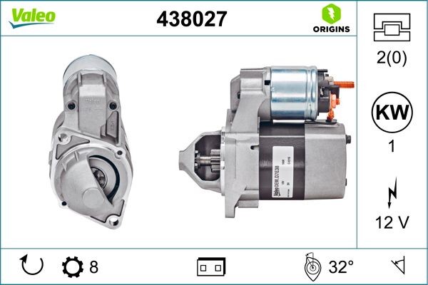 VALEO Starter motors 438027 suitable for MERCEDES-BENZ A-Class, B-Class