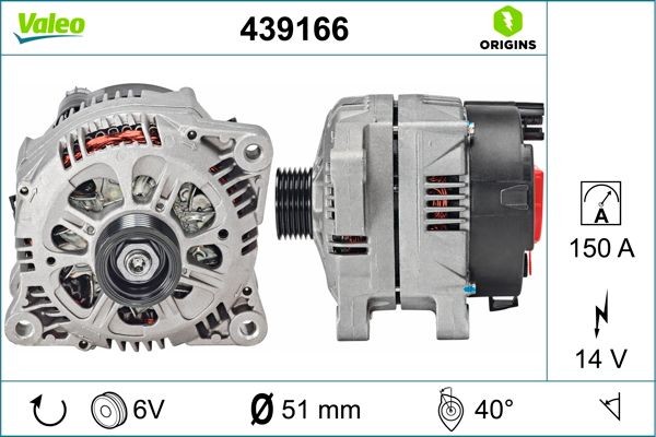 A14VI17 VALEO NEW ORIGINAL PART 14V, 150A, L 45, Ø 54 mm Number of ribs: 6 Generator 439166 buy
