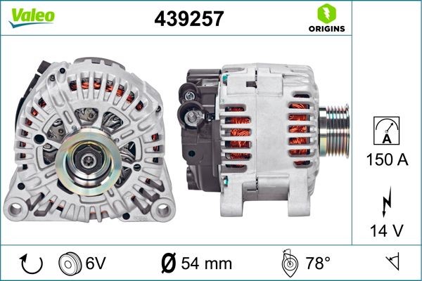 A14VI27 VALEO NEW ORIGINAL PART 14V, 150A, L 40, Ø 58 mm Number of ribs: 6 Generator 439257 buy