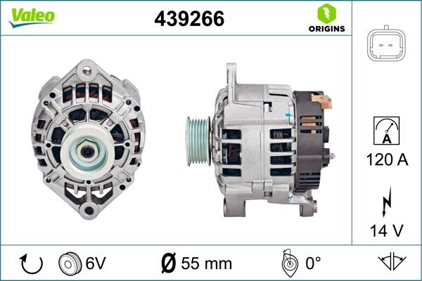 A13VI238 VALEO NEW ORIGINAL PART 14V, 120A, Ø 58 mm Number of ribs: 6 Generator 439266 buy