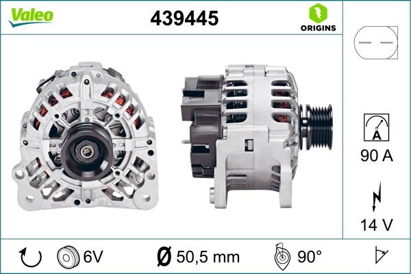 SG9B024 VALEO NEW ORIGINAL PART 14V, 90A, R 90, Ø 51 mm Number of ribs: 6 Generator 439445 buy