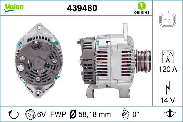 SG10B032 VALEO NEW ORIGINAL PART 14V, 120A, Ø 59 mm Number of ribs: 6 Generator 439480 buy