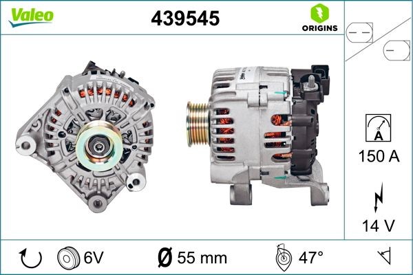 VALEO NEW ORIGINAL PART 439545 Generador 14V, 150A, con regulador incorporado