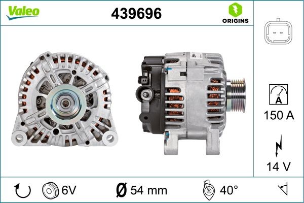 439696 VALEO Generator TOYOTA 14V, 150A, L 40, Ø 55 mm