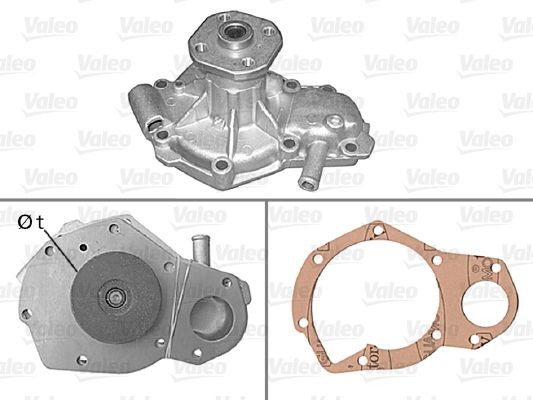VALEO 506074 Water pump without belt pulley, with gaskets/seals, with lid