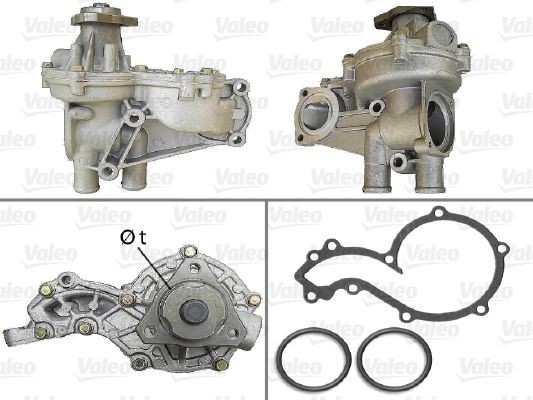 VALEO 506227 Water pump without belt pulley, with gaskets/seals, with lid