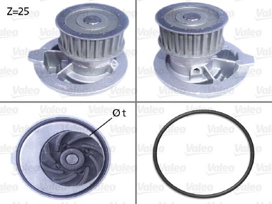 506309 VALEO Water pumps CHEVROLET Number of Teeth: 25, with gaskets/seals, with lid