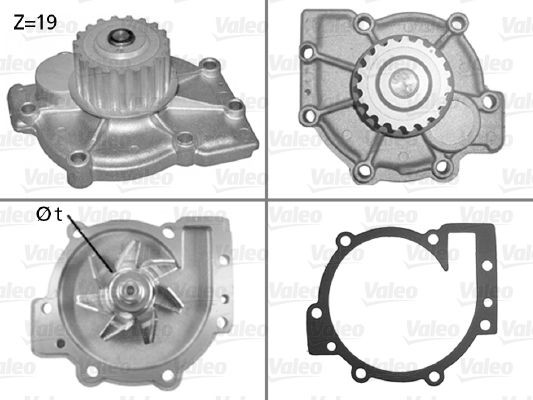 506325 VALEO Water pumps RENAULT with gaskets/seals, with lid