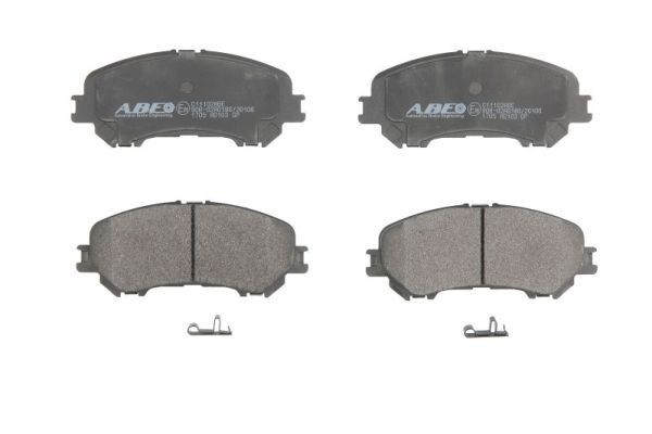ABE C11102ABE Brake pad set Front Axle, Low-Metallic, with acoustic wear warning