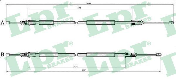 LPR C1399B Hand brake cable 60 25 370 467