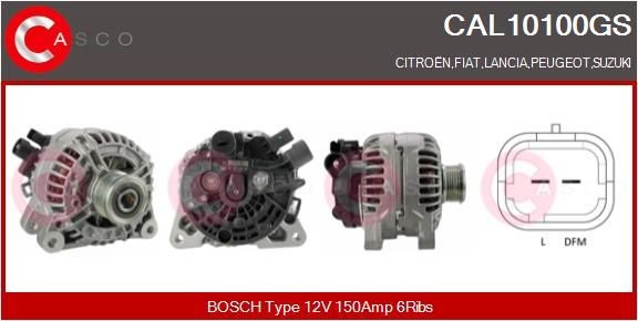 CASCO 12V, 150A, CPA0016, Ø 54,3 mm, with integrated regulator Number of ribs: 6 Generator CAL10100GS buy