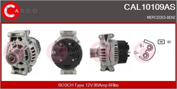 CASCO CAL10109AS Alternator 12V, 90A, M8, CPA0096, Ø 50 mm, with integrated regulator
