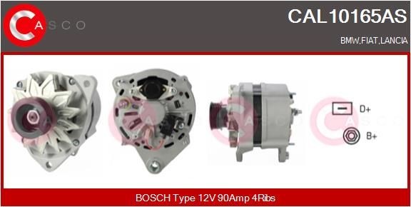 CASCO CAL10165AS Alternator 12V, 90A, CPA0090, Ø 65 mm, with integrated regulator