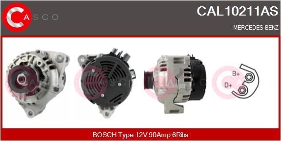 CASCO CAL10211AS Alternator 12V, 90A, CPA0094, with integrated regulator