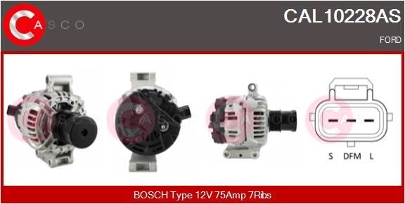 CASCO CAL10228AS Alternator 12V, 75A, CPA0076, Ø 59 mm, with integrated regulator