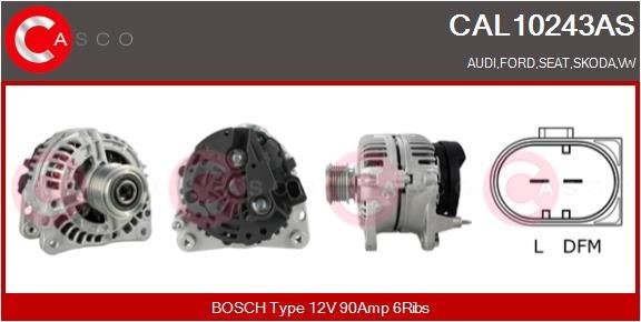 CAL10243AS CASCO Generator VW 12V, 90A, M8, CPA0155, Ø 54 mm, with integrated regulator