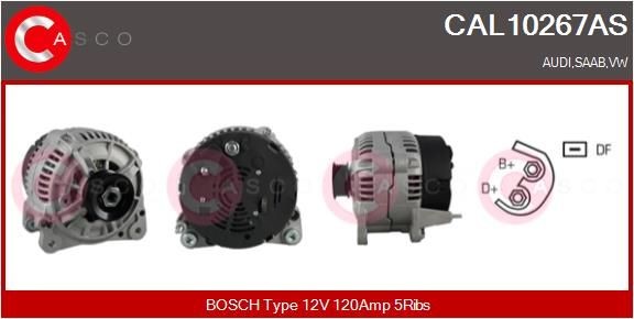 CASCO 12V, 120A, M8, CPA0099, Ø 55 mm, with integrated regulator Number of ribs: 5 Generator CAL10267AS buy