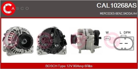 CASCO CAL10268AS Alternator 12V, 90A, M8, CPA0102, Ø 68 mm, with integrated regulator