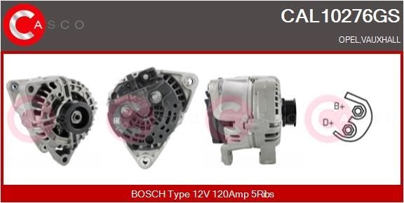 CASCO 12V, 120A, M8, CPA0094, Ø 54 mm, with integrated regulator Number of ribs: 5 Generator CAL10276GS buy