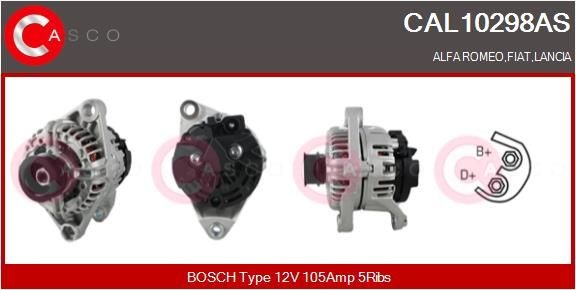 CASCO CAL10298AS Alternator 12V, 105A, M8, CPA0094, Ø 60 mm, with integrated regulator