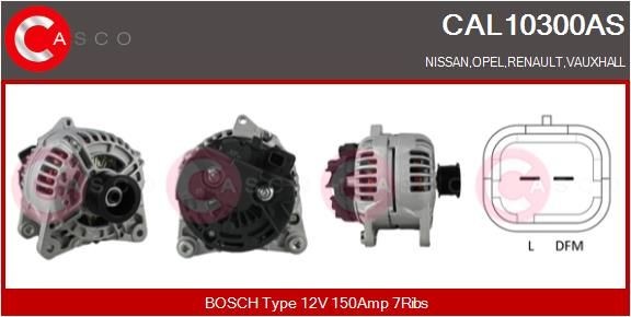 CAL10300AS CASCO Generator OPEL 12V, 150A, M8, CPA0196, Ø 49 mm, with integrated regulator