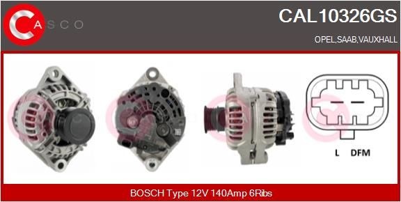 CAL10326GS CASCO Generator SAAB 12V, 140A, CPA0203, Ø 54 mm, with integrated regulator