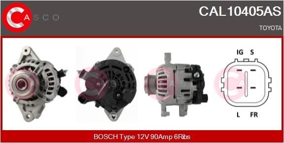 CASCO CAL10405AS Alternator 12V, 90A, M6, CPA0311, Ø 62 mm, with integrated regulator