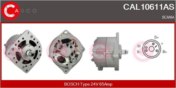 CASCO CAL10611AS Alternator 24V, 65A, CPA0138, with integrated regulator