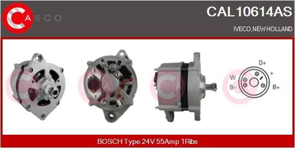 CASCO 24V, 55A, M8, CPA0138, Ø 84 mm, with integrated regulator Number of ribs: 1 Generator CAL10614AS buy