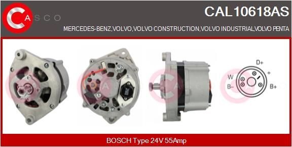 CASCO CAL10618AS Alternator 24V, 55A, CPA0138, with integrated regulator