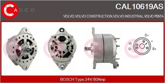 CASCO 24V, 80A, M8, CPA0138, with integrated regulator Generator CAL10619AS buy